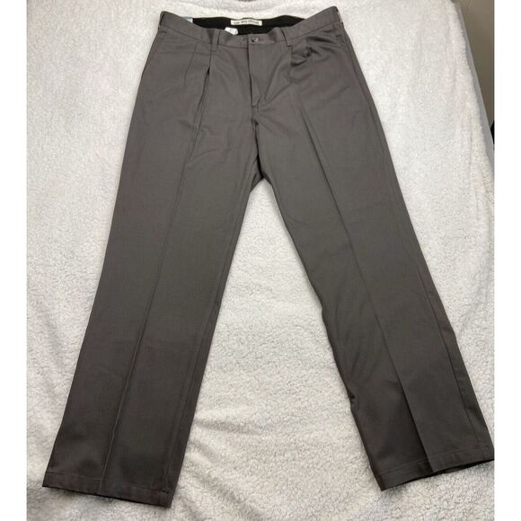 VTG LEE Pants Men 40x32 Dark Gray Relaxed Pleated NO IRON Permanent Crease Dress - Picture 1 of 16